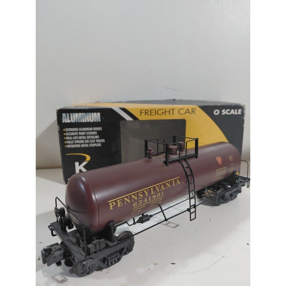 K Line K6341- 1891 O Gauge Model Railroad Aluminum Pennsylvania Tank Car w/Box